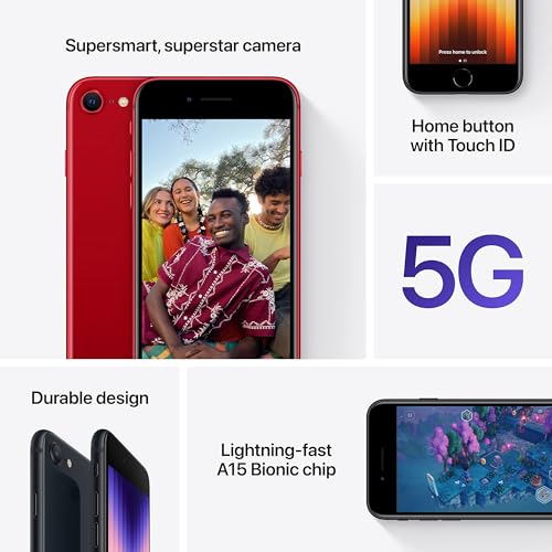 Apple iPhone SE 3rd Gen, 64GB, RED - Unlocked (Renewed)