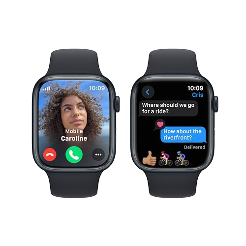 Apple Watch Series 9 (GPS + Cellular 45mm) Midnight Aluminum Case with Midnight Sport Band M/L (Renewed)