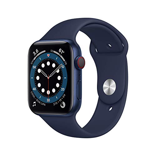 Apple Watch Series 6 (GPS + Cellular, 44mm) - Blue Aluminum Case with Deep Navy Sport Band (Renewed)
