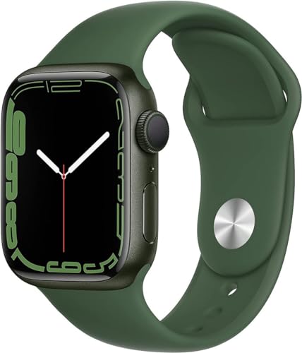 Apple Watch Series 7 (GPS + Cellular, 41mm) Green Aluminum Case with Clover Sport Band, Regular (Renewed)