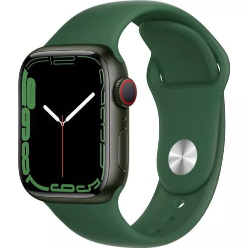 Apple Watch Series 7 (GPS + Cellular, 45mm) Green Aluminum Case with Clover Sport Band, Regular (Renewed)
