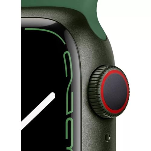 Apple Watch Series 7 (GPS + Cellular, 45mm) Green Aluminum Case with Clover Sport Band, Regular (Renewed)