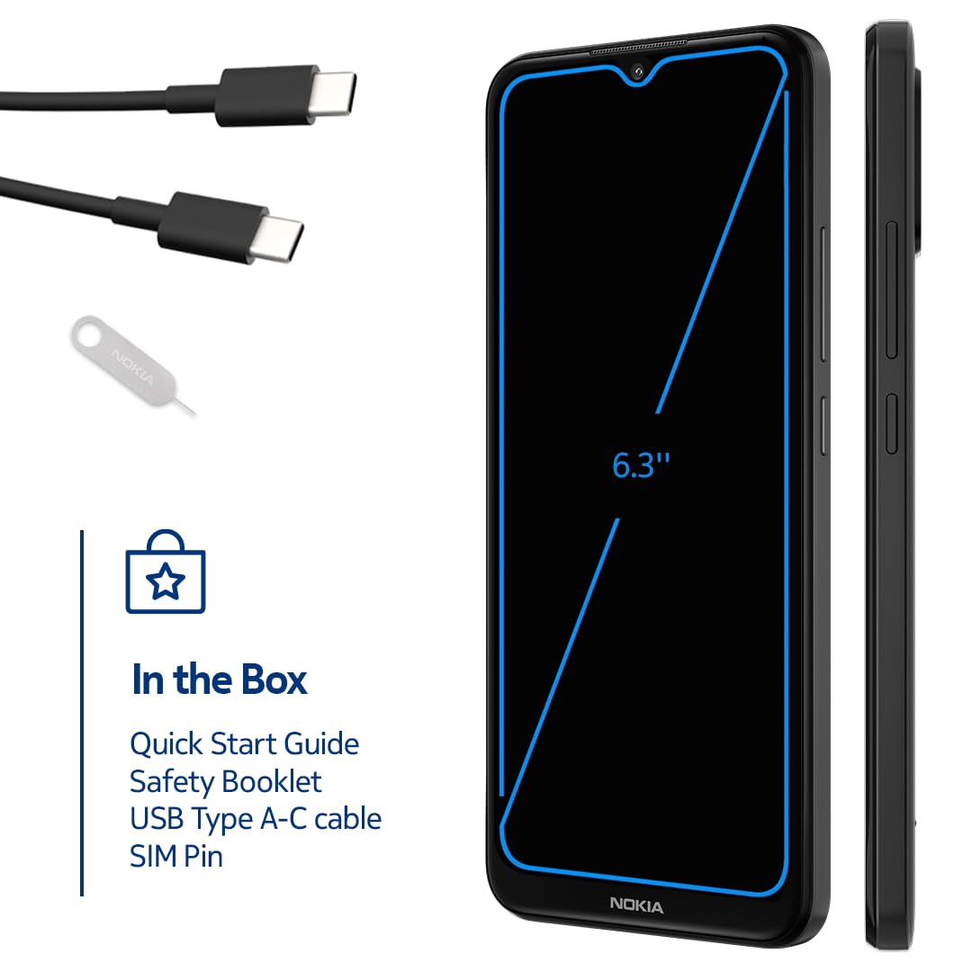 Nokia C210 | T-Mobile, AT&T, Cricket | Android 13 | Unlocked Smartphone | All Day Battery | US Version | 3/32GB | 6.3-Inch Screen | 13MP Dual Camera | Charcoal