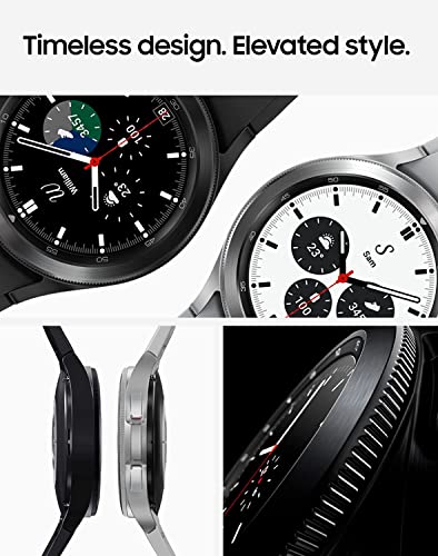 Samsung Electronics Galaxy Watch 4 Classic 46mm Smartwatch with ECG Monitor Tracker for Health Fitness Running Sleep Cycles GPS Fall Detection Bluetooth US Version, Silver (Renewed)