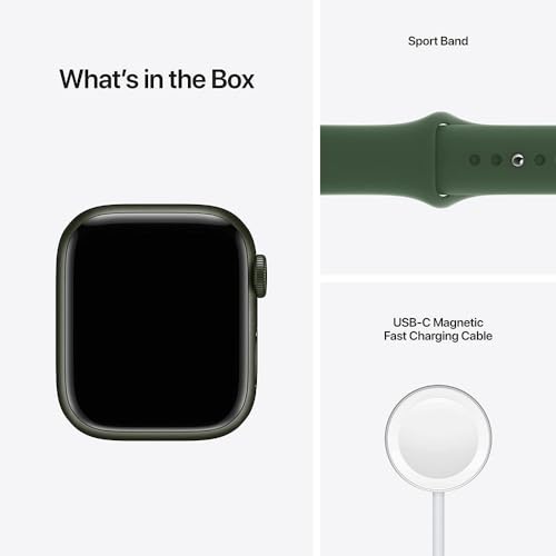 Apple Watch Series 7 (GPS + Cellular, 41mm) Green Aluminum Case with Clover Sport Band, Regular (Renewed)