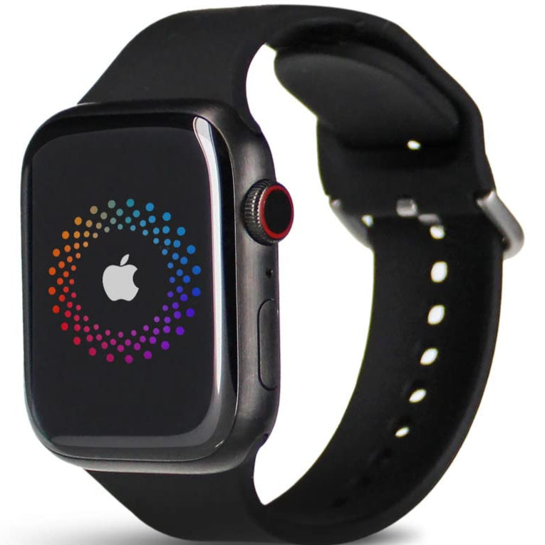 Apple Watch Series 7 (GPS + Cellular, 41MM) - Space Black Titanium Case with Black Sport Band (Renewed)