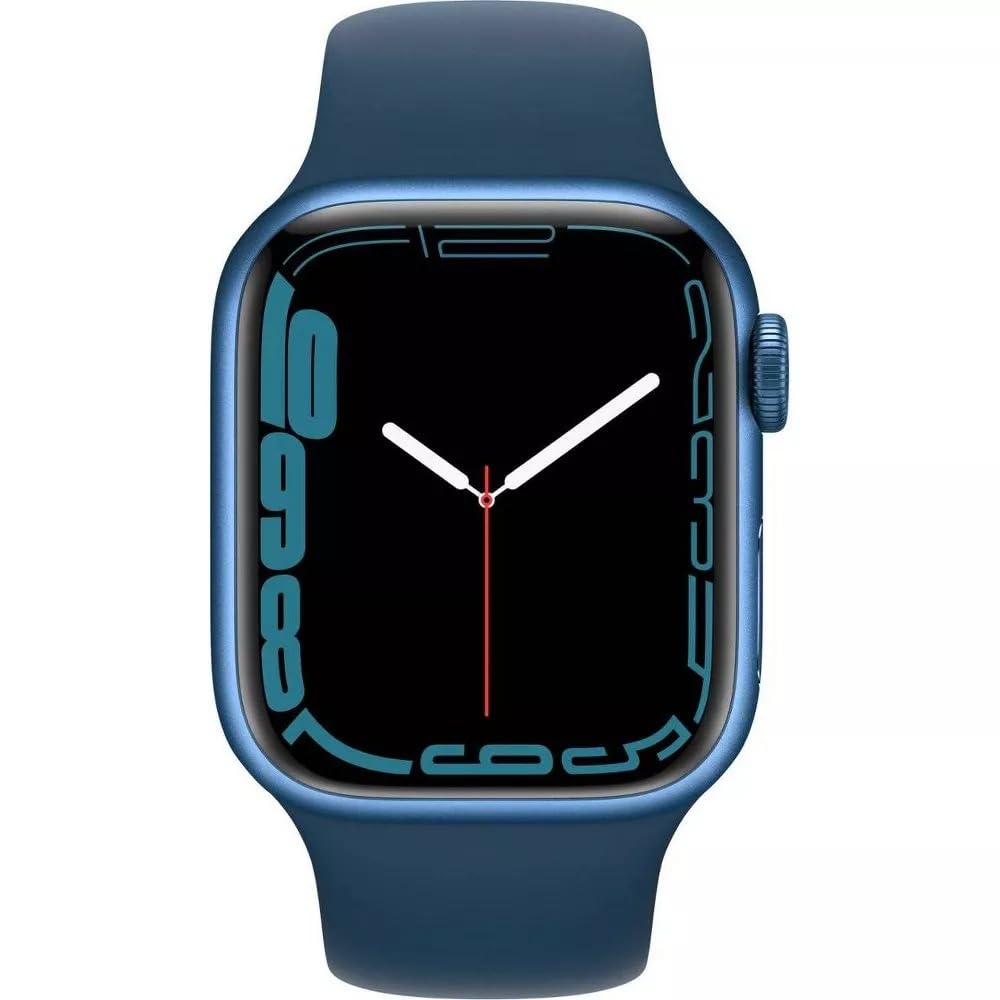 Apple Watch Series 7 (GPS + Cellular, 45mm) Blue Aluminum Case with Abyss Blue Sport Band, Regular (Renewed)