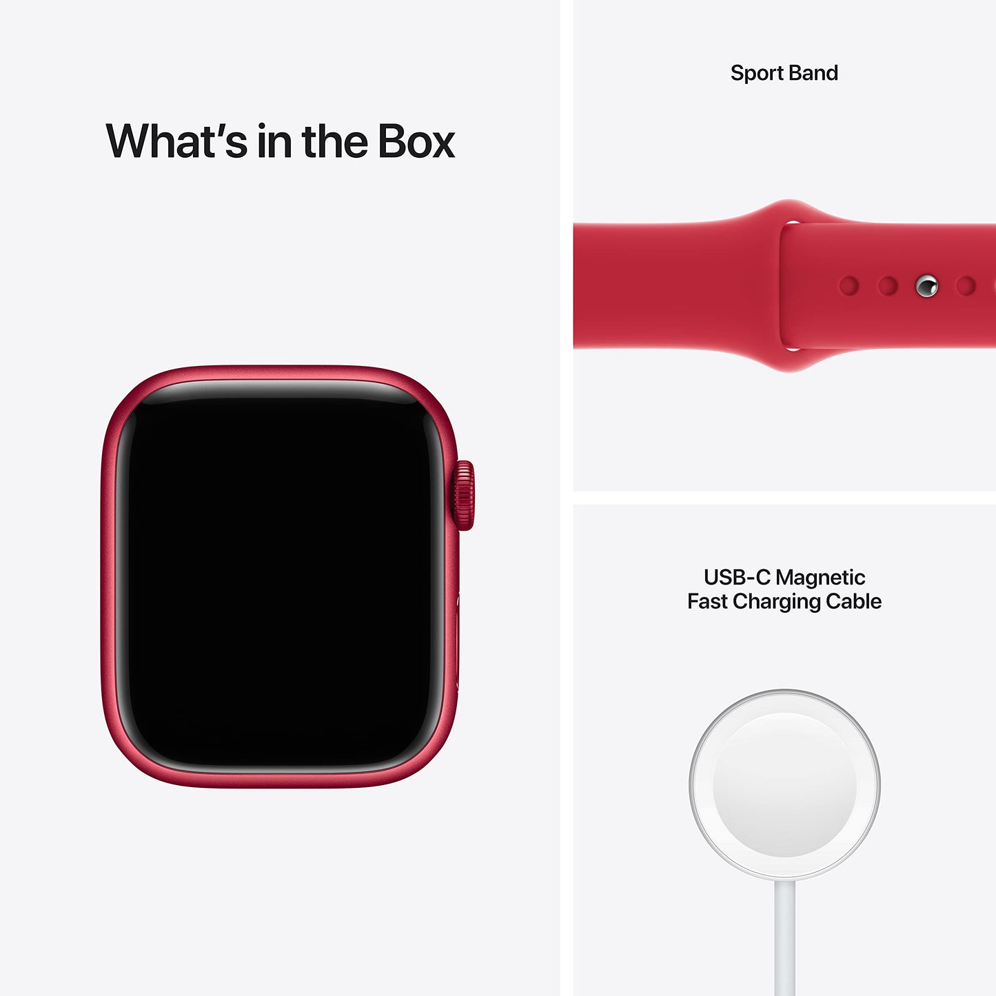 Apple Watch Series 7 (GPS + Cellular, 45mm) Red Aluminum Case with Red Sport Band (Renewed)