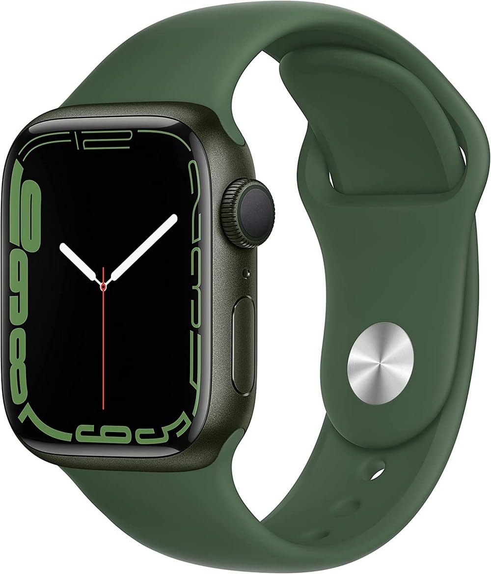 Apple Watch Series 7 (GPS + Cellular, 41mm) Green Aluminum Case with Clover Sport Band, Regular (Renewed)