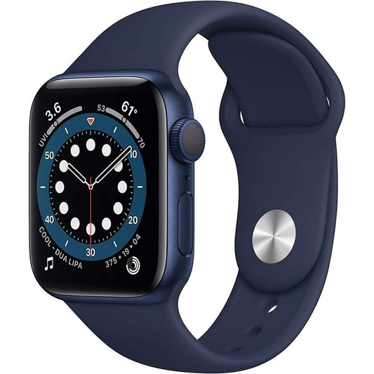 Apple Watch Series 6 (GPS + Cellular, 44mm) - Blue Aluminum Case with Deep Navy Sport Band (Renewed)