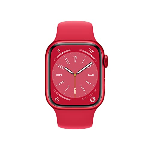 Apple Watch Series 8 [GPS + Cellular, 41mm] - (PRODUCT)Red Aluminum Case with Red Sport Band, M/L (Renewed)