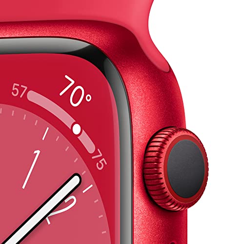 Apple Watch Series 8 [GPS + Cellular, 45mm] - (PRODUCT)Red Aluminum Case with Red Sport Band, M/L (Renewed)