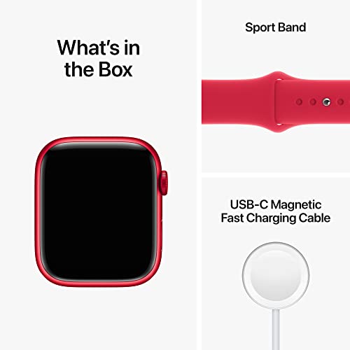 Apple Watch Series 8 [GPS + Cellular, 45mm] - (PRODUCT)Red Aluminum Case with Red Sport Band, M/L (Renewed)