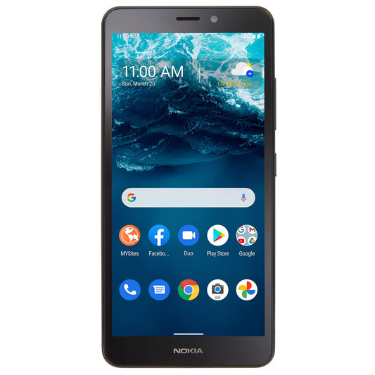 total wireless Nokia C100 4G LTE Prepaid Smartphone (Locked) - 32GB - Black - Sim Card Included - CDMA
