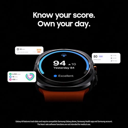 SAMSUNG Galaxy Watch Ultra 47mm LTE AI Smartwatch w/Energy Score, Wellness Tips, Heart Rate Tracking, Sleep Monitor, Fitness Tracker, GPS, 2024,Titanium Silver (Renewed)