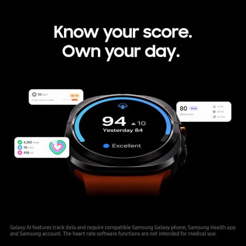 SAMSUNG Galaxy Watch Ultra 47mm LTE AI Smartwatch w/Energy Score, Wellness Tips, Heart Rate Tracking, Sleep Monitor, Fitness Tracker, GPS, 2024,Titanium White (Renewed)