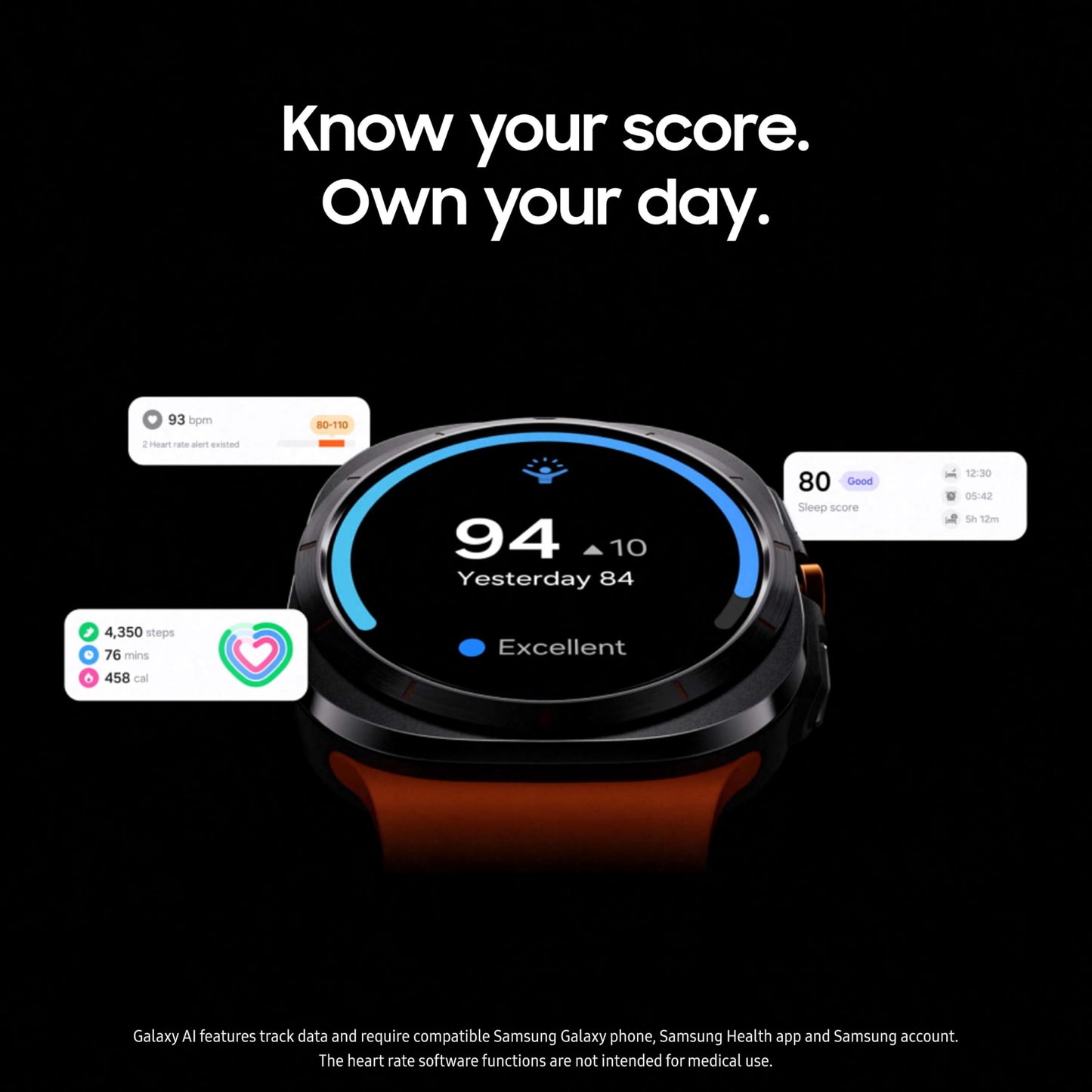 SAMSUNG Galaxy Watch Ultra 47mm LTE AI Smartwatch w/Energy Score, Wellness Tips, Heart Rate Tracking, Sleep Monitor, Fitness Tracker, GPS, 2024,Titanium Gray (Renewed)