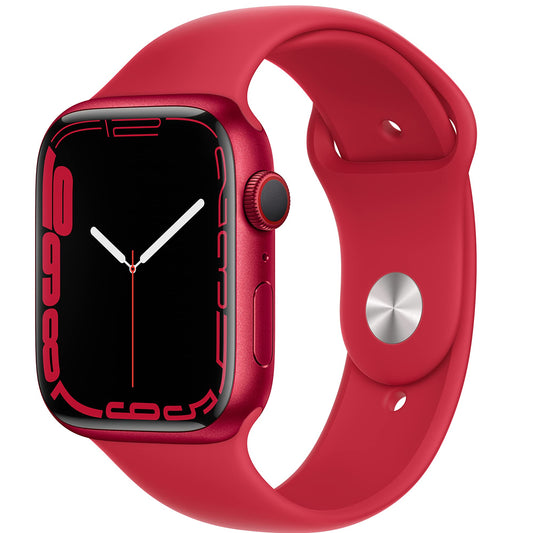 Apple Watch Series 7 (GPS + Cellular, 45mm) Red Aluminum Case with Red Sport Band (Renewed)