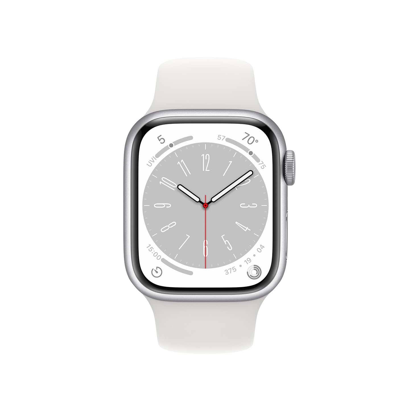 Apple Watch Series 8 [GPS, 41mm] - Silver Aluminum Case with White Sport Band, M/L (Renewed)