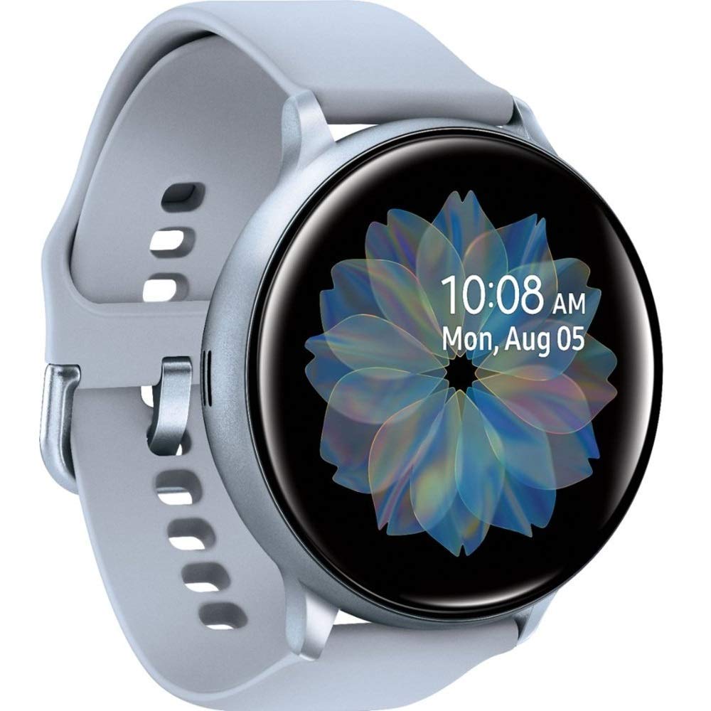 Samsung Galaxy Watch Active2 (Silicon Strap + Aluminum Bezel) Bluetooth - International (Cloud Silver, R830-40mm) (Renewed)