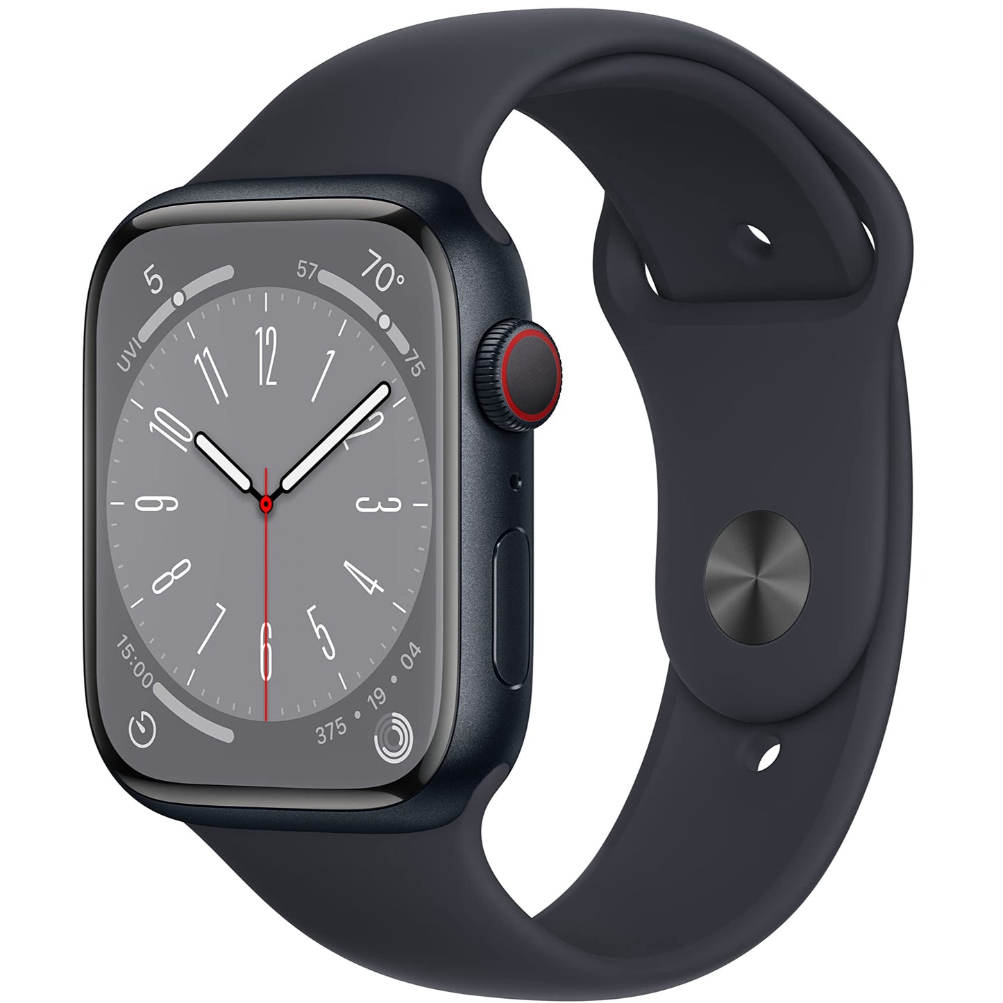 Apple Watch Series 8 [GPS + Cellular, 45mm] - Midnight Aluminum Case with Midnight Sport Band, M/L (Renewed)