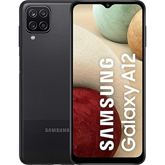 Samsung Galaxy A12 (32GB, 3GB) 6.5" HD+, Quad Camera, 5000mAh Battery, Global 4G Volte (AT&T Unlocked for T-Mobile, Verizon, Metro) A125U (Black) (Renewed)