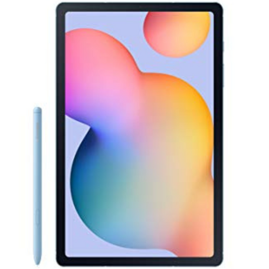 SAMSUNG Galaxy Tab S6 Lite 10.4" 128GB Android Tablet w/ Long Lasting Battery, S Pen Included, Slim Metal Design, AKG Dual Speakers, US Version, Angora Blue (Renewed)